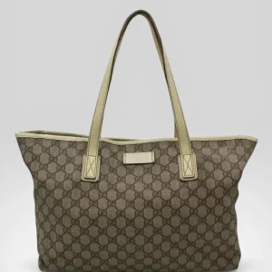 Preloved | Gucci GG Monogram Totebag med Hvid Læder