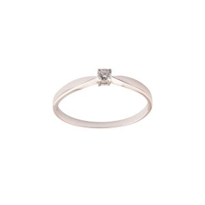 L&G Ring 14 karat hvidguld 4 greb med diamant